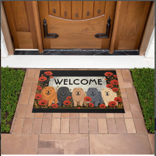ART DECO CHOWS rough   - customize text Doormat