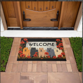ART DECO CHOWS Smooth - customize text Doormat