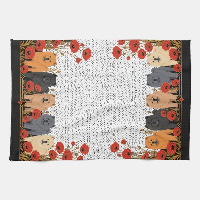 ART DECO CHOWS smooth   - limited production  Kitchen Towel (Horizontal)