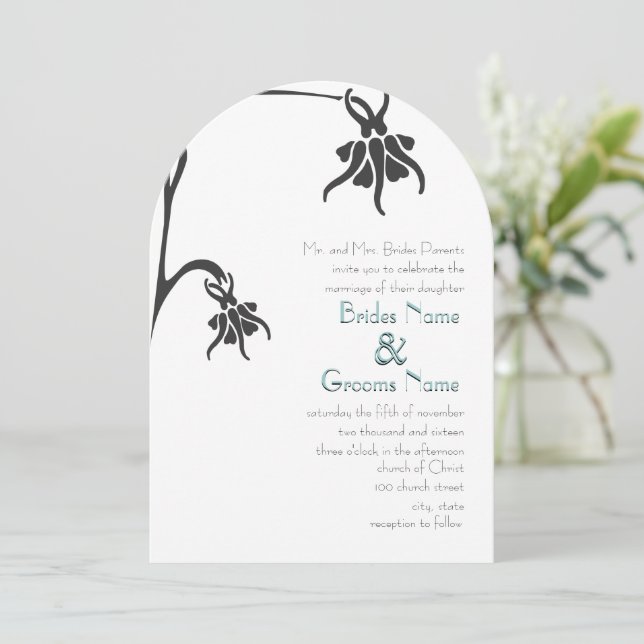 Art Deco Christian Die Cut Wedding Invitations (Standing Front)