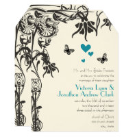 Art Deco Christian Floral Wedding Invitation