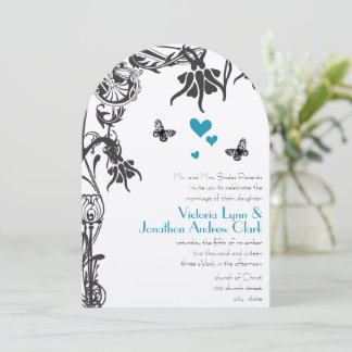 Art Deco Christian Floral Wedding Invitation