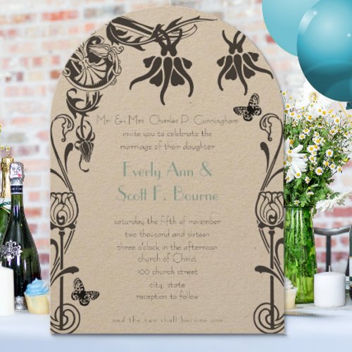 Art Deco Christian Flower Wedding Invitation
