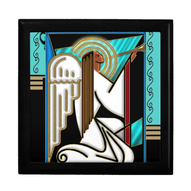 Art Deco Christmas Angel (Ceramic Tile) Gift Box (Front)