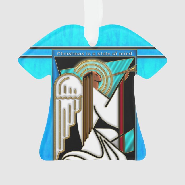 Art Deco Christmas Angel Personalized Ornament (Front)