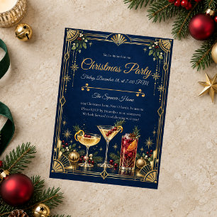 Art Deco Christmas Cocktail Party Invitation
