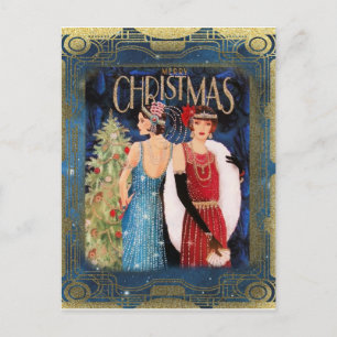 Art Deco Christmas Fashion Postcard