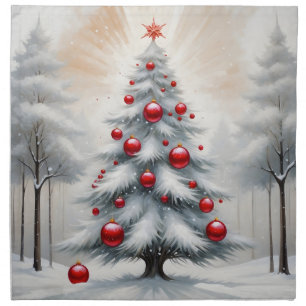 Art Deco Christmas Gold Red Ornaments Winter Cloth Napkin