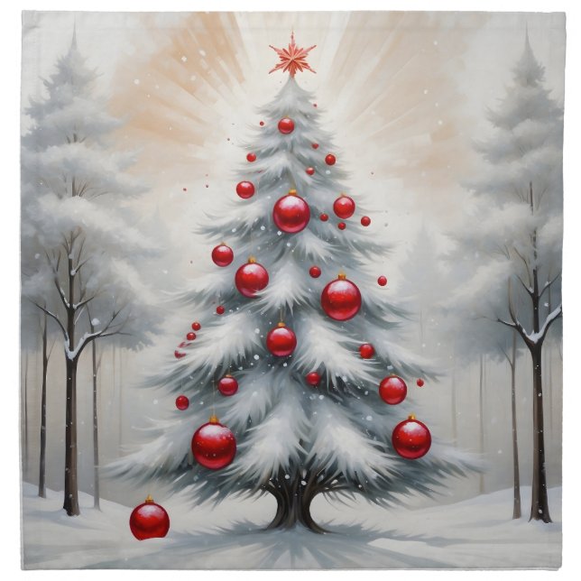 Art Deco Christmas Gold Red Ornaments Winter Cloth Napkin (Front)