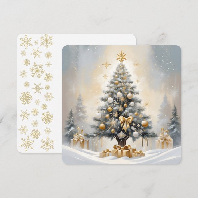 Art Deco Christmas Luxurious Gold Bows and Gifts Holiday Card (Front/Back)