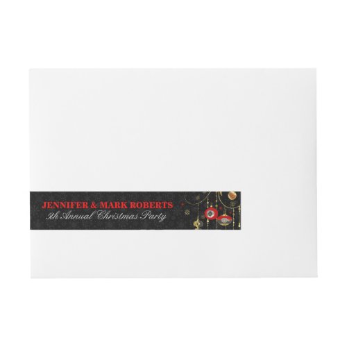 Art_Deco Christmas Ornaments Gold Silve  Red 3 Wrap Around Address Label
