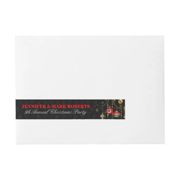 Art-Deco Christmas Ornaments Gold Silve & Red 3 Wrap Around Address Label |  Zazzle