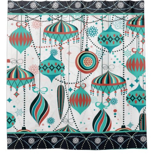 Art_Deco Christmas Ornaments Pattern Shower Curtain