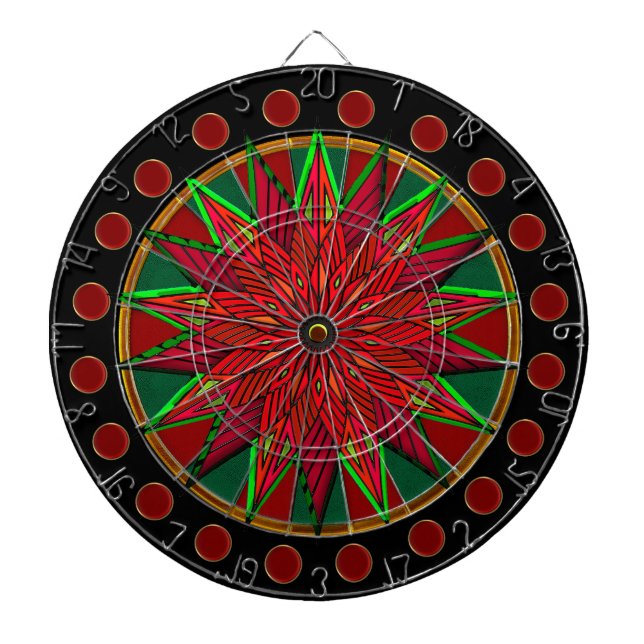 Art Deco Christmas Poinsettia Dartboard (Front)