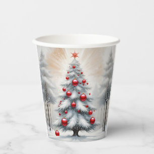 Art Deco Christmas Red Ornaments Winter Paper Cups