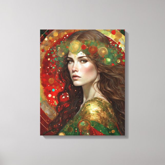 Art Deco Christmas Reflections of a Woman Canvas Print (Front)
