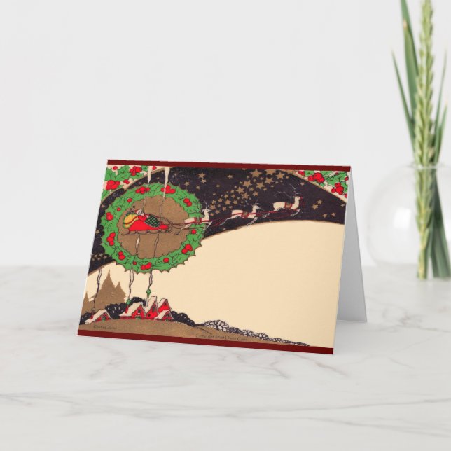 Art Deco Christmas Santa Greeting Card (Front)