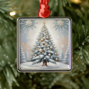 Art Deco Christmas Tree with Golden Lush Ornaments