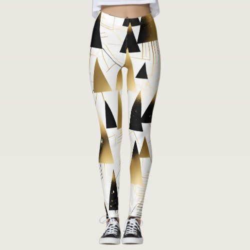 art deco christmas trees leggings
