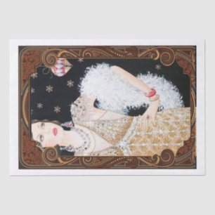 Art Deco Christmas Woman Decoupage Tissue Paper