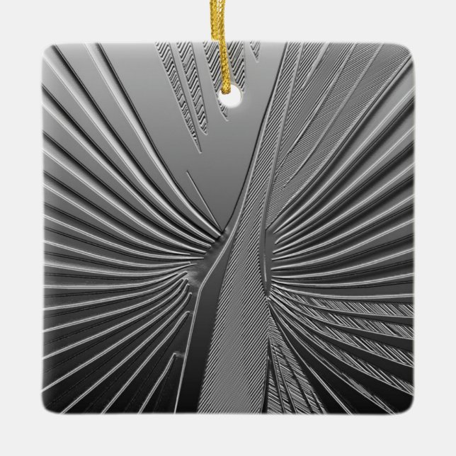 Art Deco chrome palm leaf Ceramic Ornament (Front)