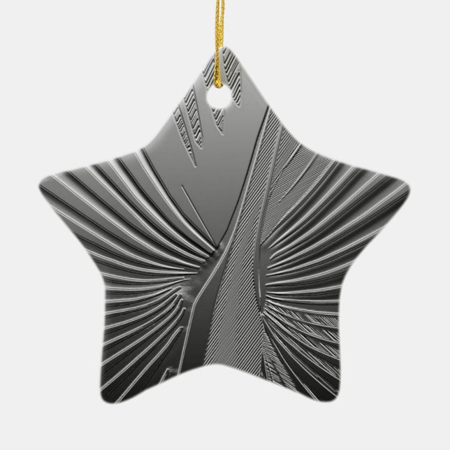 Art Deco chrome palm leaf Ceramic Ornament (Front)