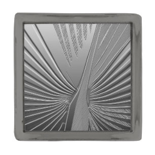 Art Deco chrome palm leaf Gunmetal Finish Lapel Pin