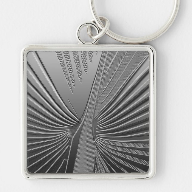Art Deco chrome palm leaf Keychain (Front)