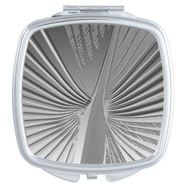 Art Deco chrome palm leaf Makeup Mirror (Front)