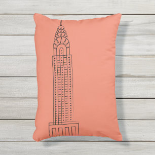Art Deco Chrysler Building Outdoor Throw Pillow