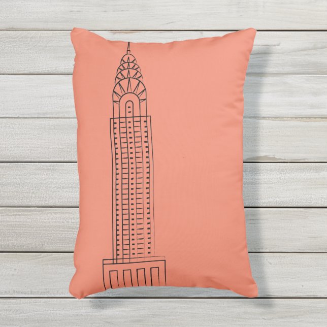 Art Deco Chrysler Building Outdoor Throw Pillow (Front(Vertical))