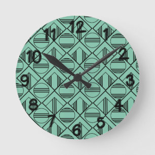 Art Deco Circles and Diamonds  Round Clock