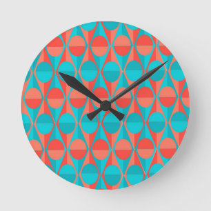 Art Deco Circles and Triangles Round Clock