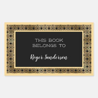 Art Deco Circles Black and Gold Foil Bookplate