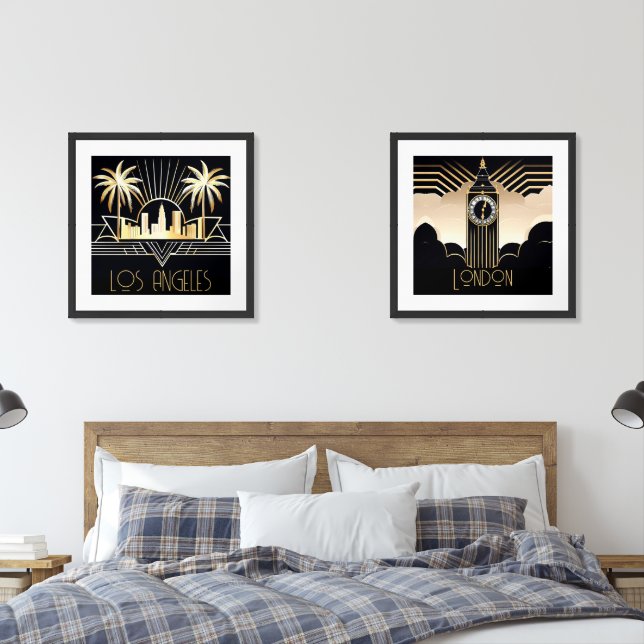 Art Deco Cities Wall Art Sets (Bedroom)