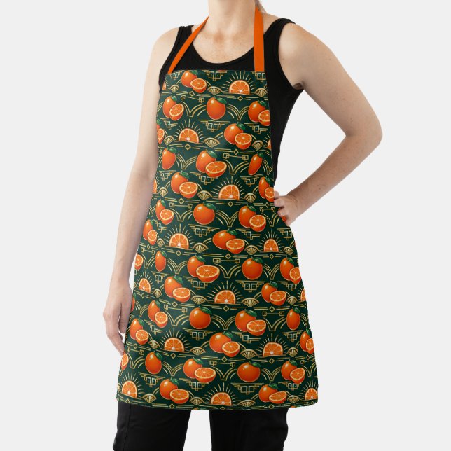 Art Deco Citrus Grove Pattern Apron (Insitu)