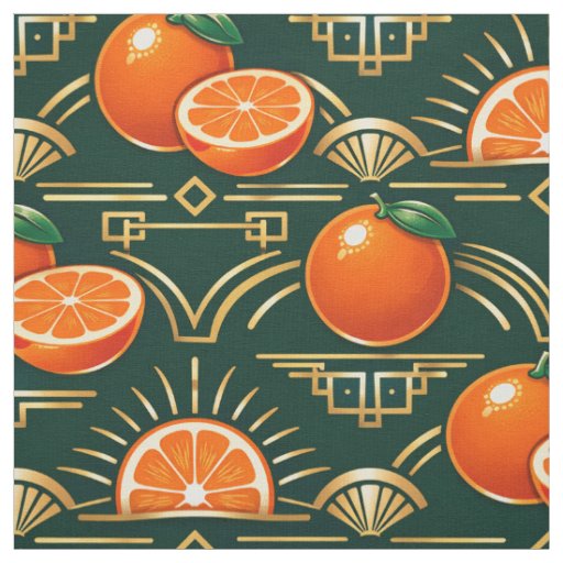 Art Deco Citrus Grove Pattern Fabric