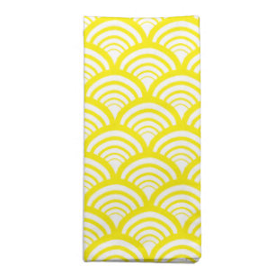 Art Deco Citrus Peel Scallop Bright Lemon Yellow Cloth Napkin