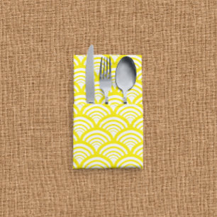 Art Deco Citrus Peel Scallop Bright Lemon Yellow Cloth Napkin