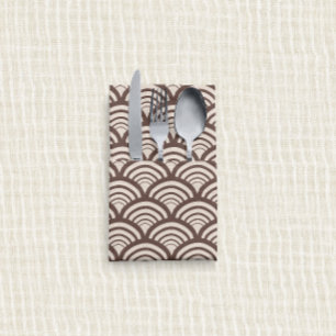 Art Deco Citrus Peel Scallop Chocolate Brown Cloth Napkin
