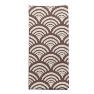 Art Deco Citrus Peel Scallop Chocolate Brown Cloth Napkin