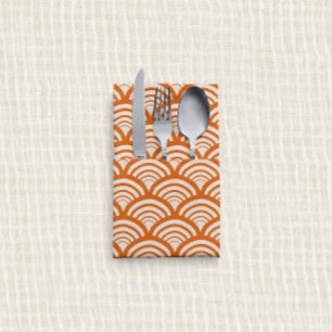 Art Deco Citrus Peel Scallop Rust Cloth Napkin