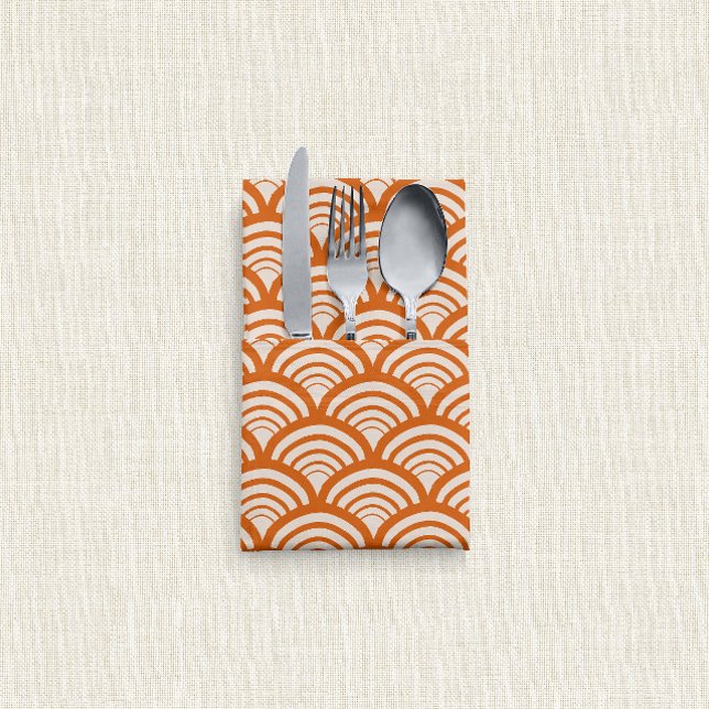 Art Deco Citrus Peel Scallop Rust Cloth Napkin (Creator Uploaded)