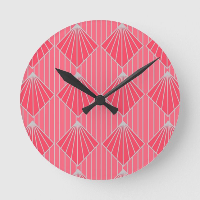 Art Deco Clam Shells Round Clock (Front)