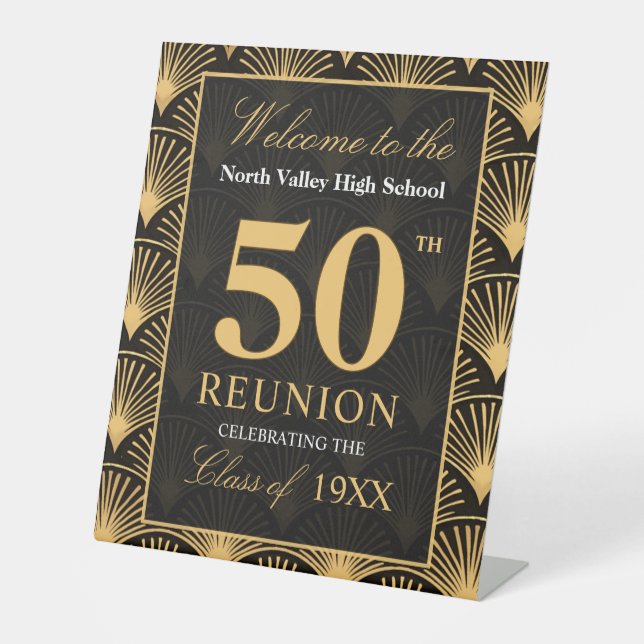 Art Deco Class of 1976 50th Reunion Pedestal Sign (Front)