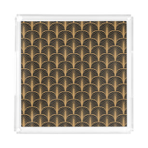 Art Deco Classic: Geometric Vintage Ornament. Acrylic Tray