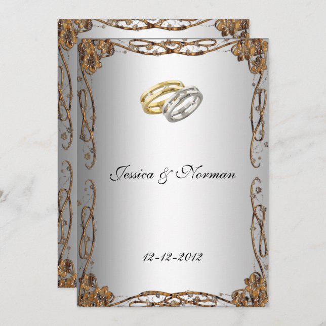 Art Deco Classic Wedding Invitation (Front/Back)
