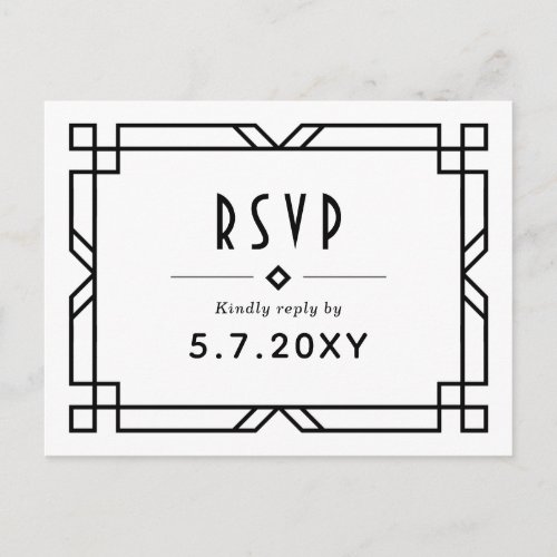 Art Deco Classy RSVP Custom Meals Wedding Postcard