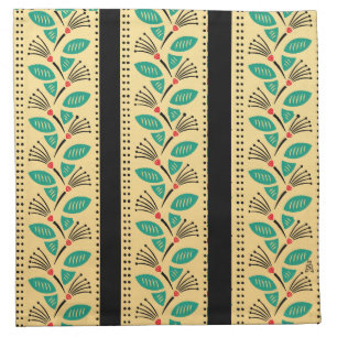 Art Deco Climbing Strawberry Vines Black Stripes Cloth Napkin