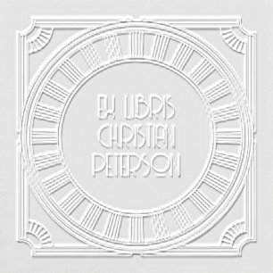 Art Deco Clock Face Ex Libris Embosser